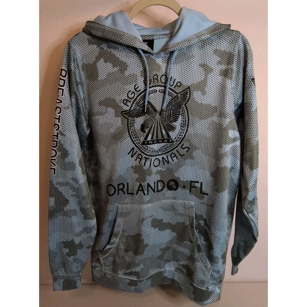 Finedesigns Men's Hooded Pullover Blue & Gray Camouflage NCSA Orlando Florida SM